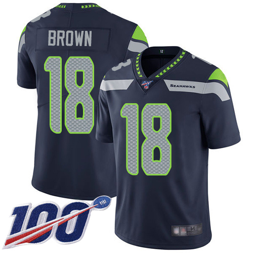 Seattle Seahawks Limited Navy Blue Men Jaron Brown Home Jersey NFL Football #18 100th Season Vapor Untouchable->youth nfl jersey->Youth Jersey